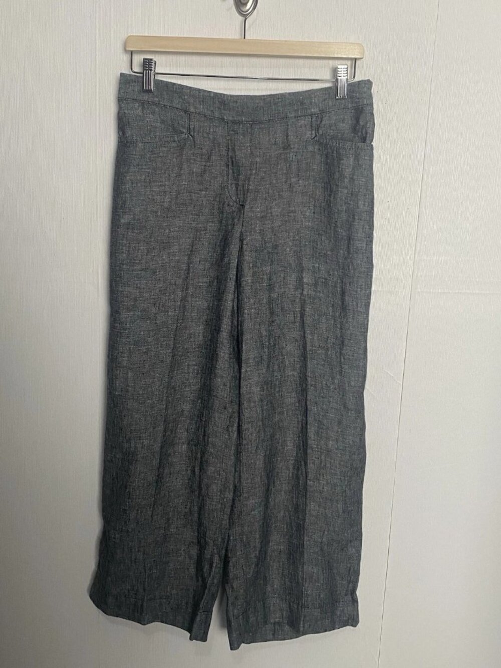J. JILL love linen 100% linen wide leg cropped pants in gray (M)
